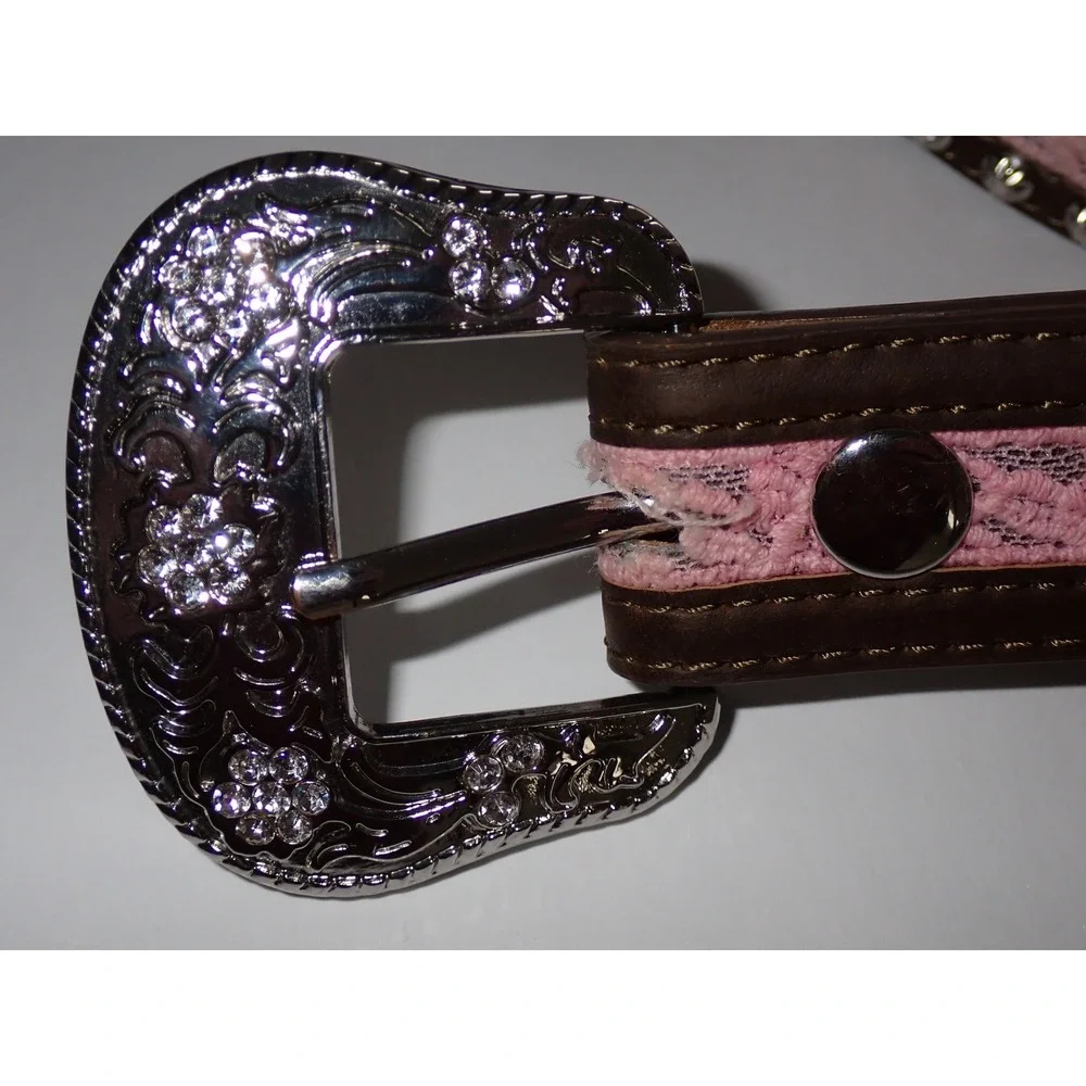 Ariat Kids Pink Lace Studded Western Belt Size 26 Cowboy Horse Show Equestrian